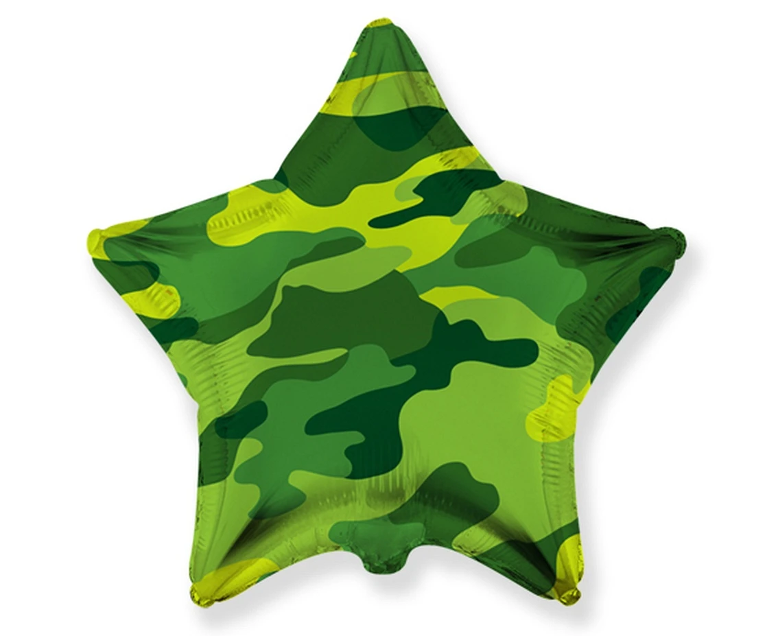 Foil balloon 18" FX - Star (camo),  unpacked (flat)